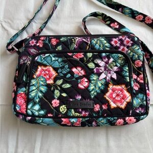 Vera Bradley Black and Multicolor Floral Crossbody Bag